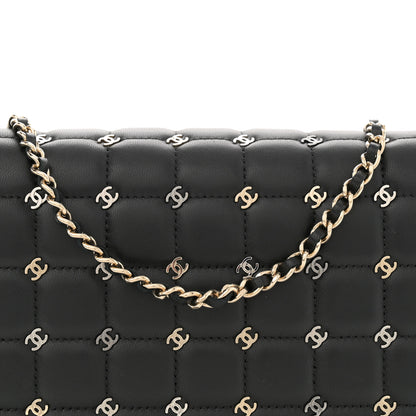 Chanel Lambskin Chocolate Bar Piercing CC Studded Small Chain Flap Bag Black 8 of 12