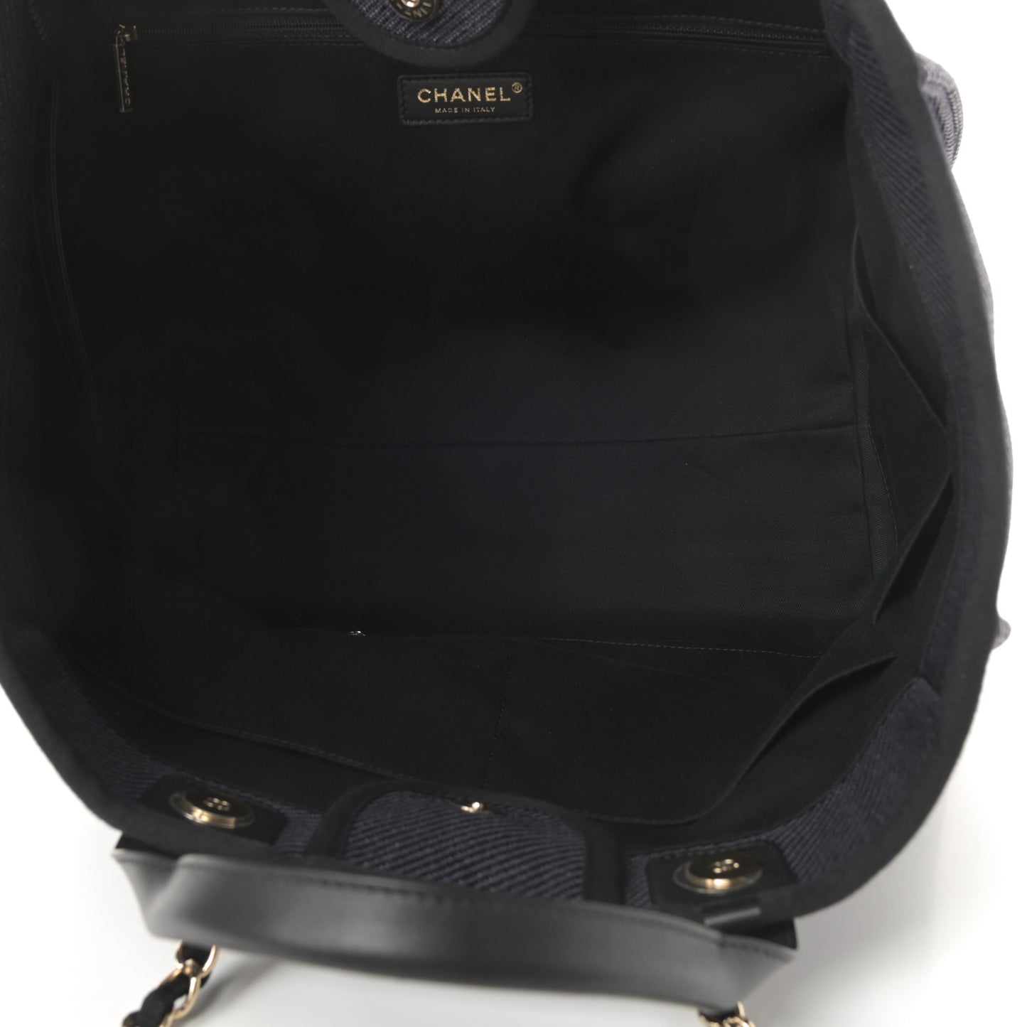 Mixed Fibers Calfskin Medium Deauville Tote Black