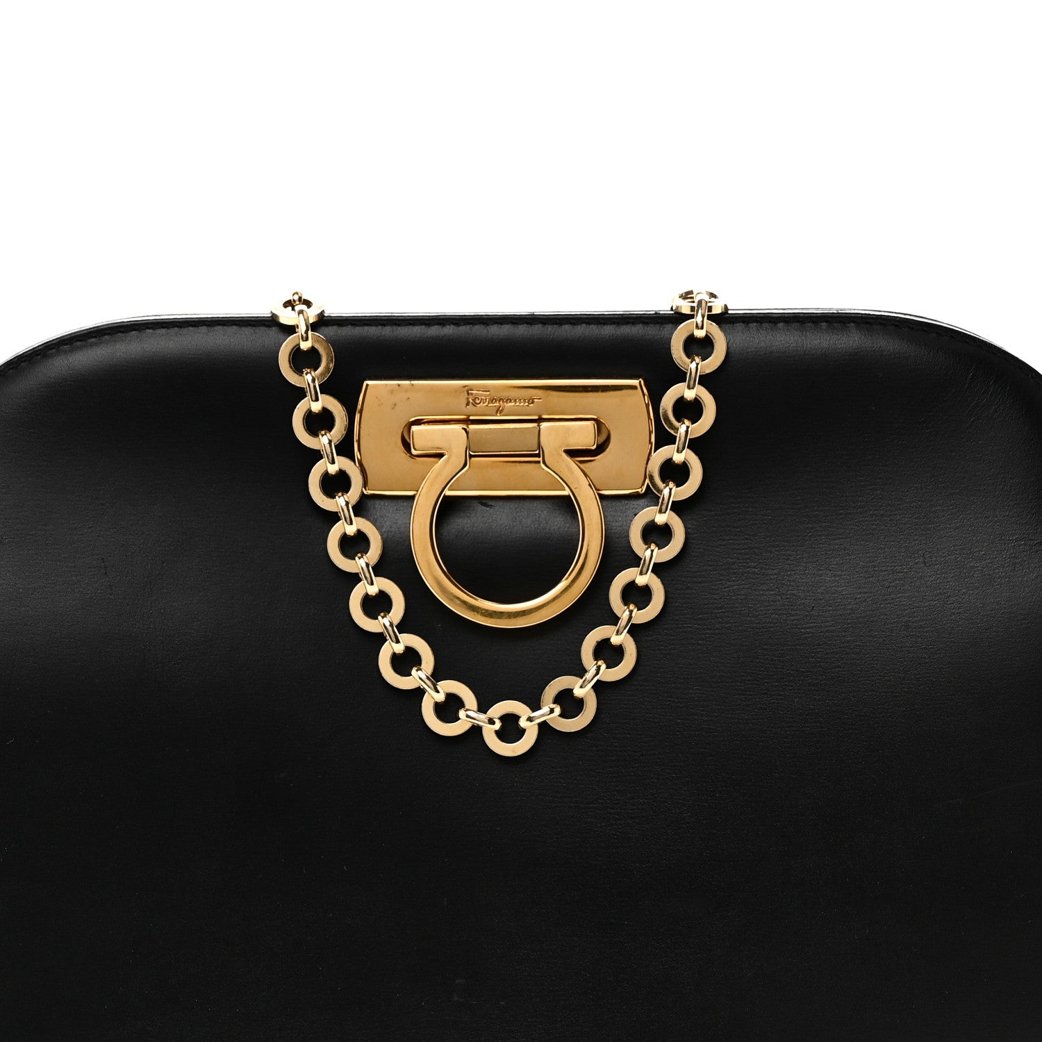 Salvatore Ferragamo Calfskin Diana Chain Shoulder Bag Black 8 of 10