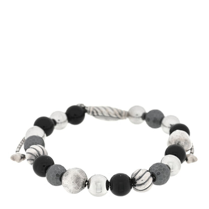 David Yurman Sterling Silver Black Onyx Hematite 8mm Elements Bead Bracelet 1 of 3