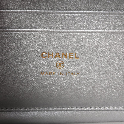 Chanel Lizard Embossed Top Handle Slim Vanity With Chain Silver 6 of 10