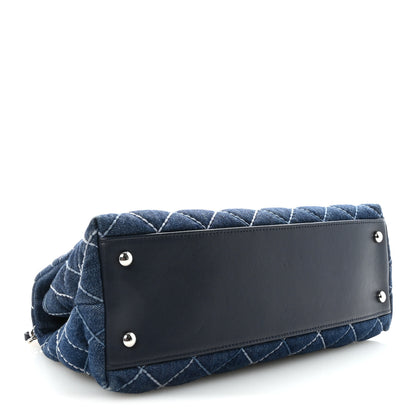 Chanel Denim Quilted Small Coco Handle Flap Blue 4 of 10