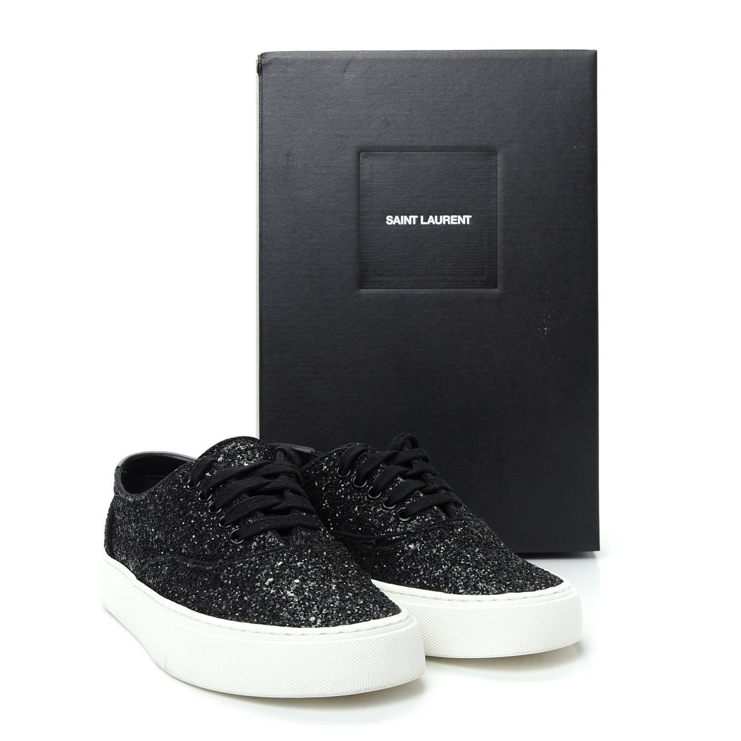 Calfskin Crystal Glitter Venice Low Top Sneakers 38.5 Black