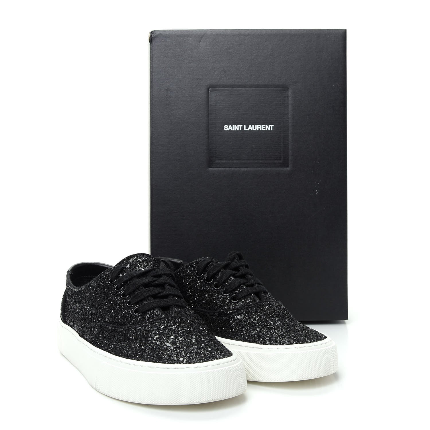 Saint Laurent Calfskin Crystal Glitter Venice Low Top Sneakers 38.5 Black 11 of 11
