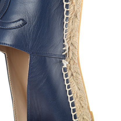 Chanel Lambskin CC Espadrilles 39 Navy Black 10 of 12