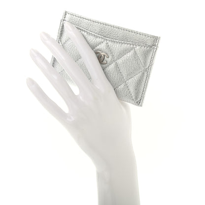 Chanel Metallic Lambskin Quilted Card Holder Silver 2 of 8