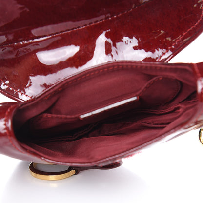 Christian Dior Patent Diorissimo Saddle Wristlet Dark Red 5 of 9