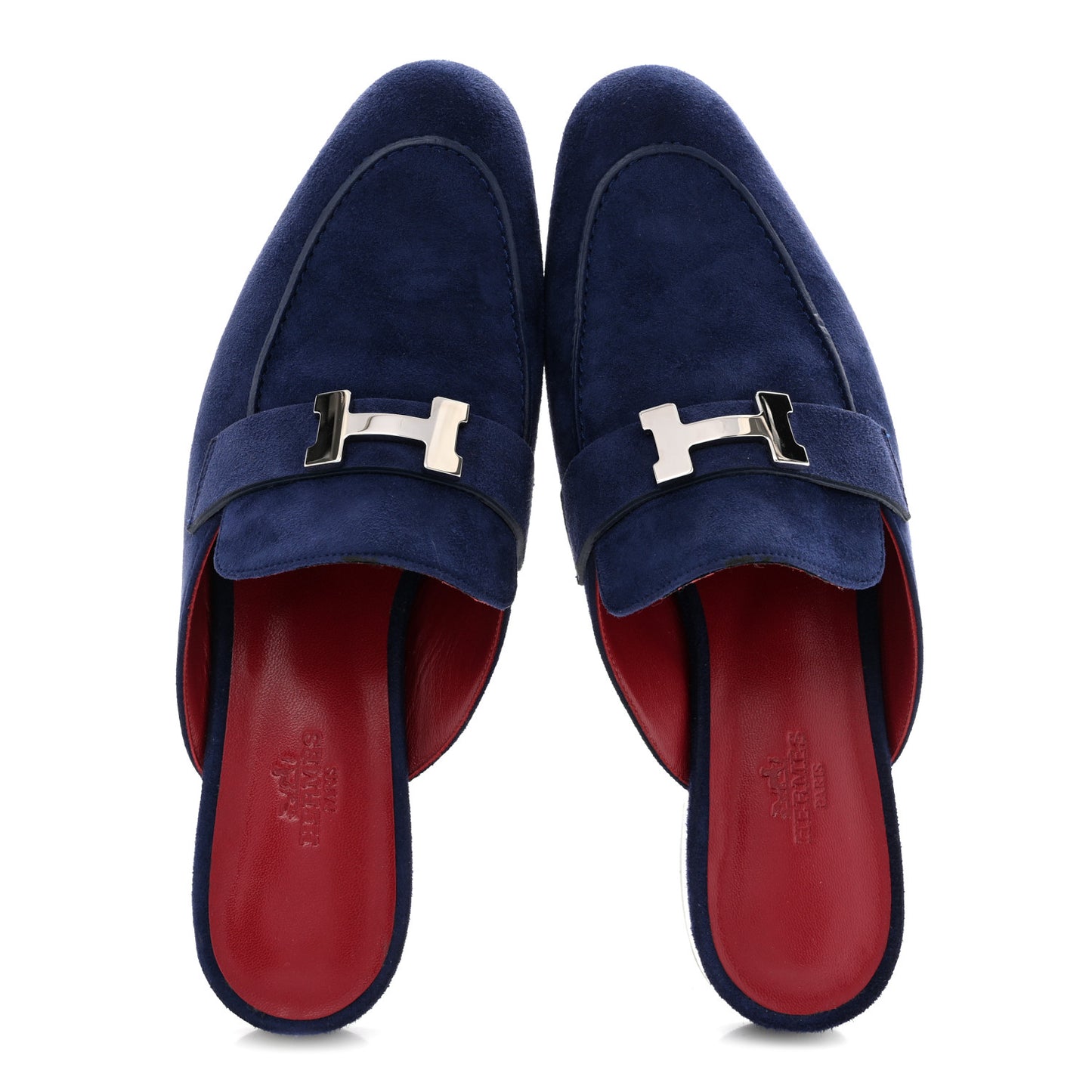 Suede Goatskin Trocadero Mule 38.5 Bleu Diplomatique