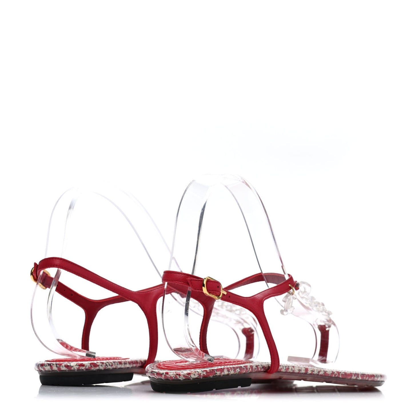 PVC Tweed CC Thong Sandals 39 Red