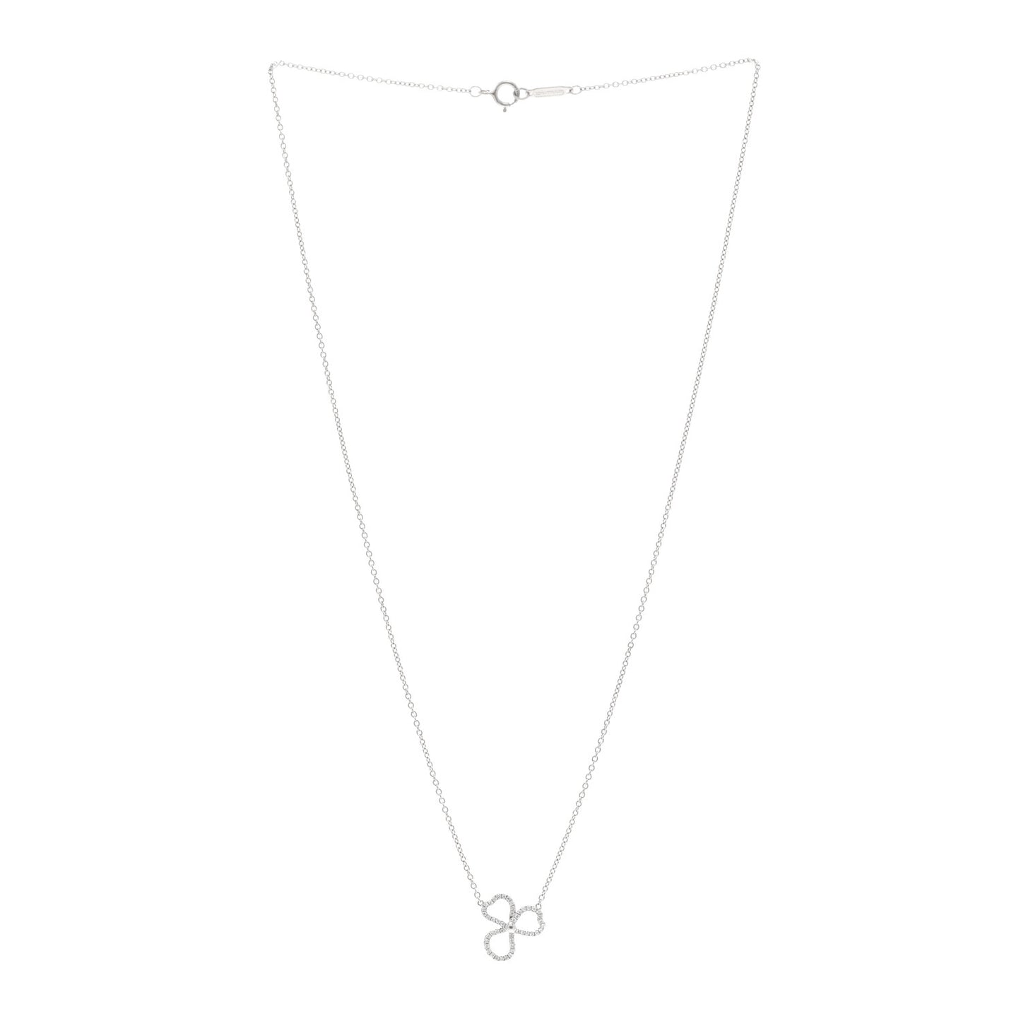 Platinum Diamond Mini Paper Flowers Pendant Necklace