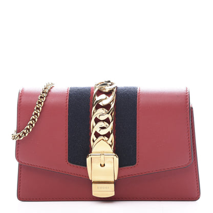 Gucci Calfskin Super Mini Sylvie Chain Shoulder Bag Hibiscus Red 1 of 10