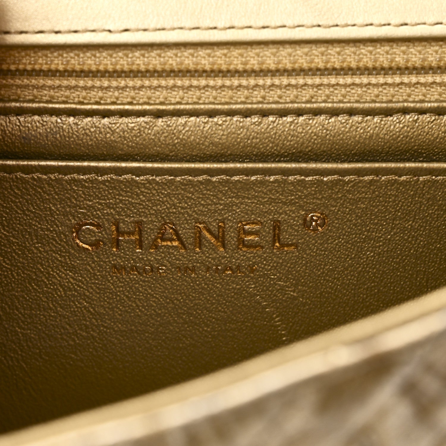 Chanel Patent Metallic Crumpled Calfskin Chevron Quilted Mini