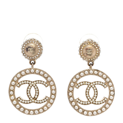 Chanel Pearl CC Drop Earrings Light Gold 1 of 4