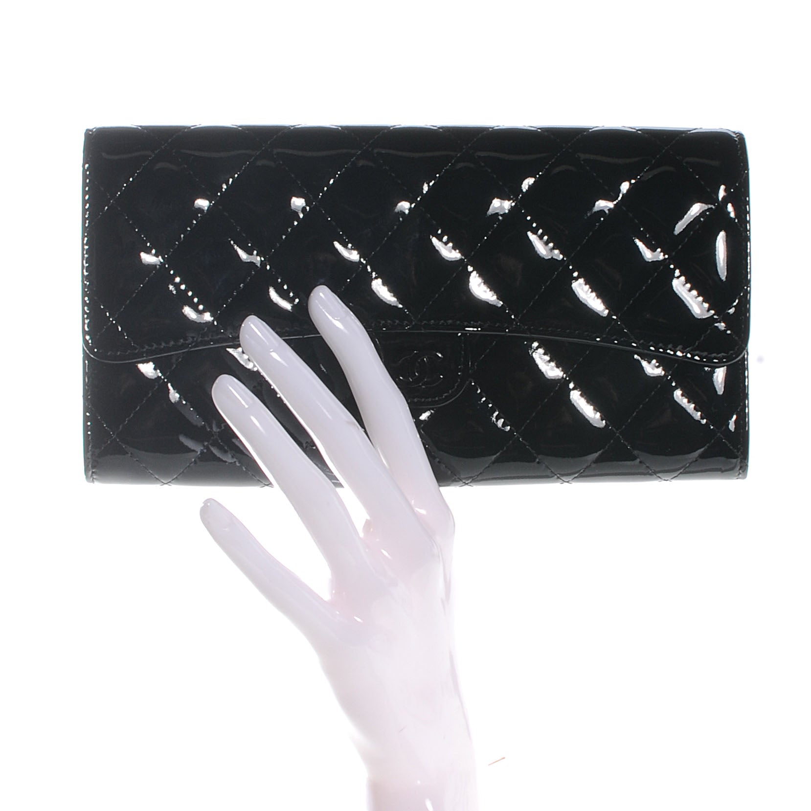 Chanel Patent Quilted Travel Wallet Black 2 of 8