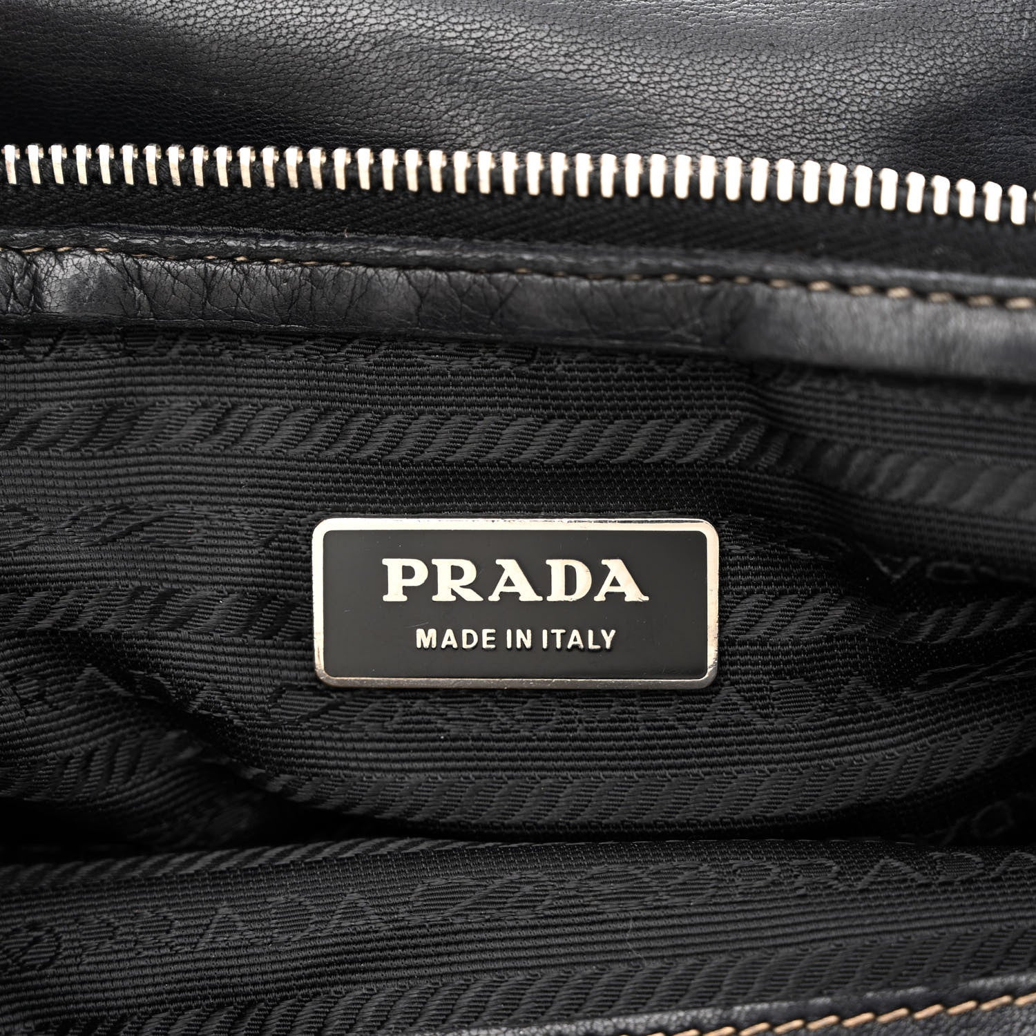 Prada Tessuto Nylon Vitello Foldover Pushlock Satchel Black 6 of 16