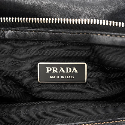 Prada Tessuto Nylon Vitello Foldover Pushlock Satchel Black 6 of 16