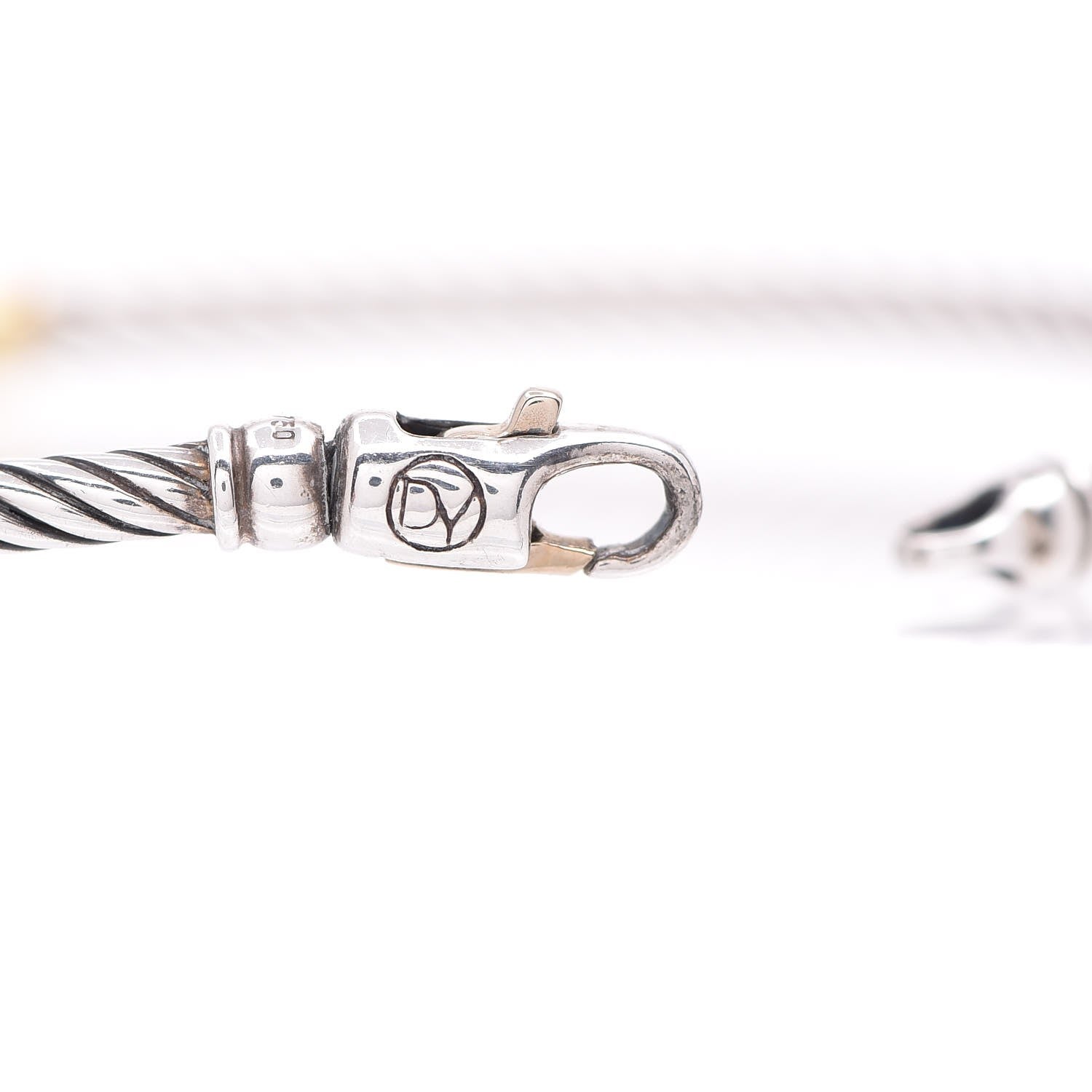 David Yurman Sterling Silver 18K Yellow Gold Diamond 3mm Single Station Bracelet 7 of 7
