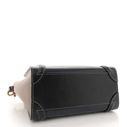 Celine Glazed Calfskin Nano Bi-Color Luggage Dark Blue 4 of 13