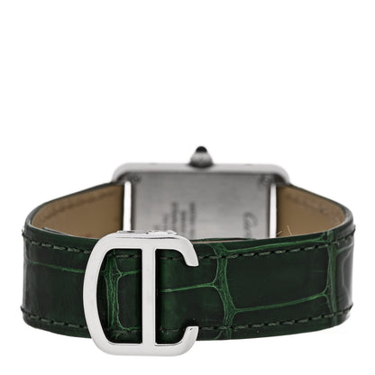 Cartier Stainless Steel Alligator 24mm Tank Solo Quartz Watch Green 3 of 4