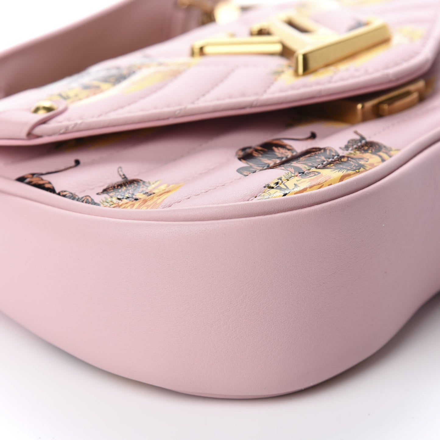 Calfskin Leopard Print New Wave Chain PM Light Pink