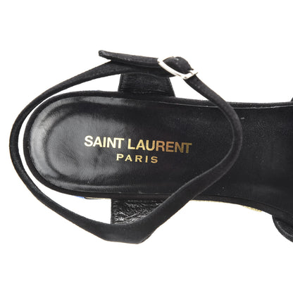 Saint Laurent Suede Glitter Calfskin Candy Love Platform Wedge Sandals 40 Black Multicolor 7 of 10