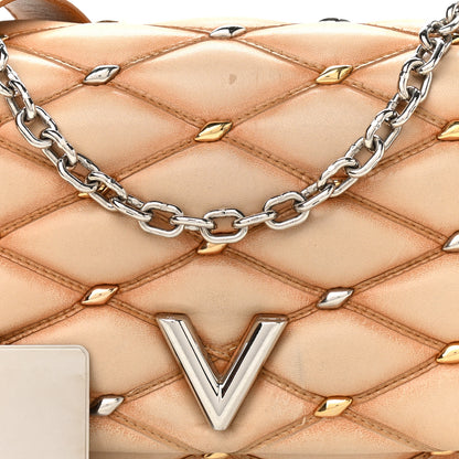 Louis Vuitton Lambskin Studded Malletage GO-14 PM Tan 7 of 16