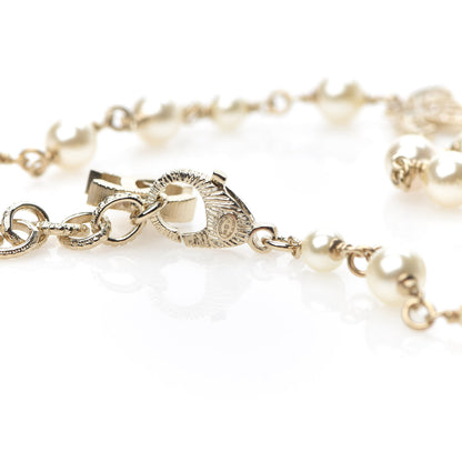 Chanel Crystal Baguette Pearl CC Cross Necklace Gold 3 of 4