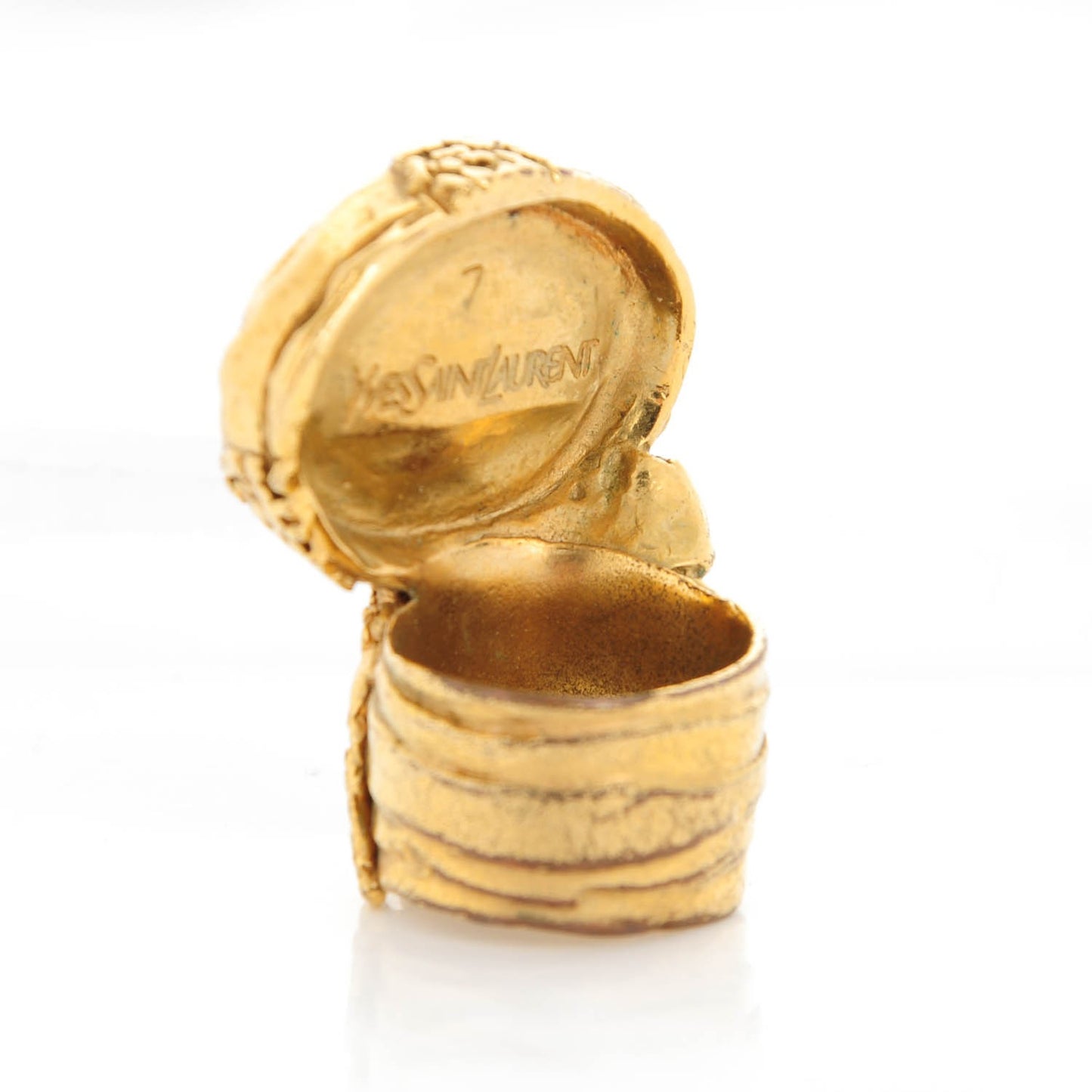 Glass Cabochon Arty Ovale Ring 7 Gold Turquoise