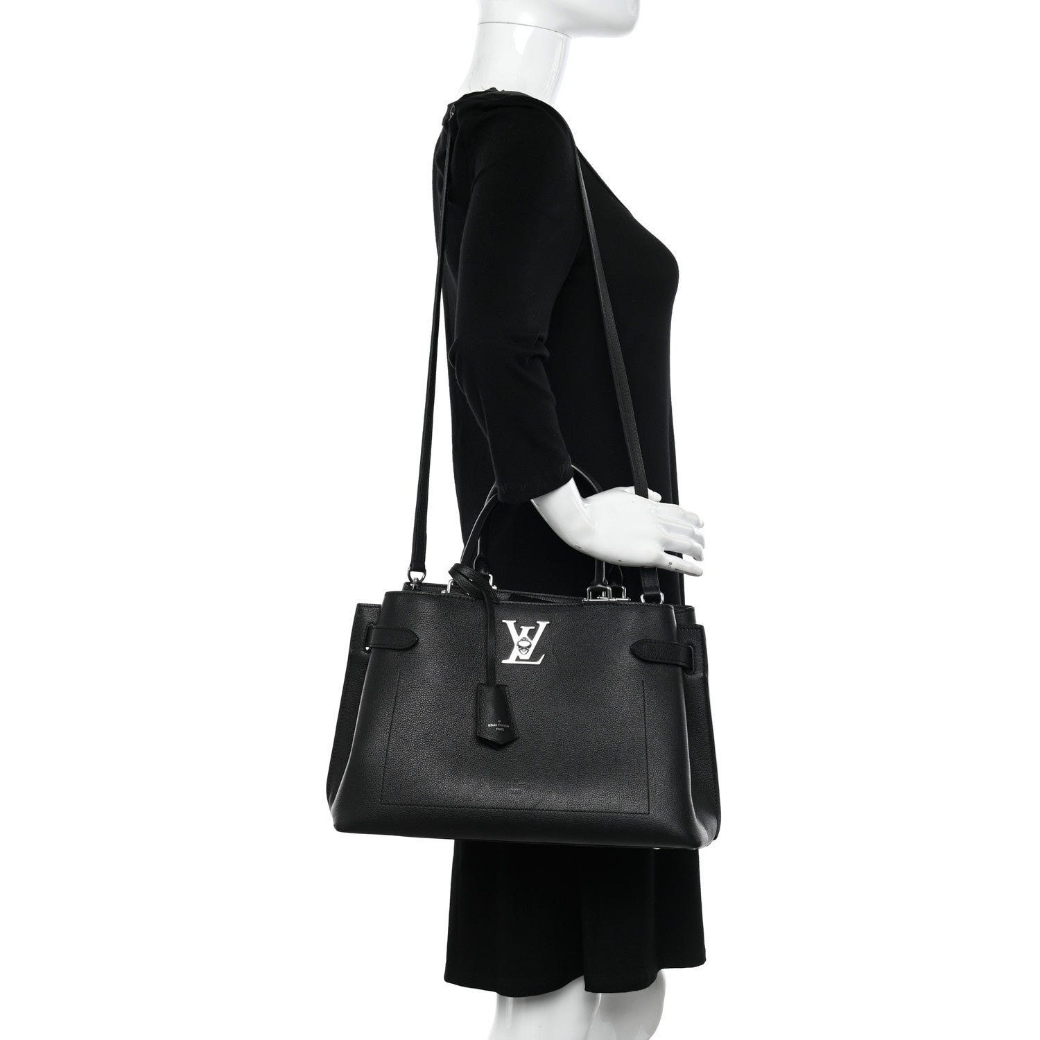 Louis Vuitton Calfskin Lockme Day Black 2 of 10