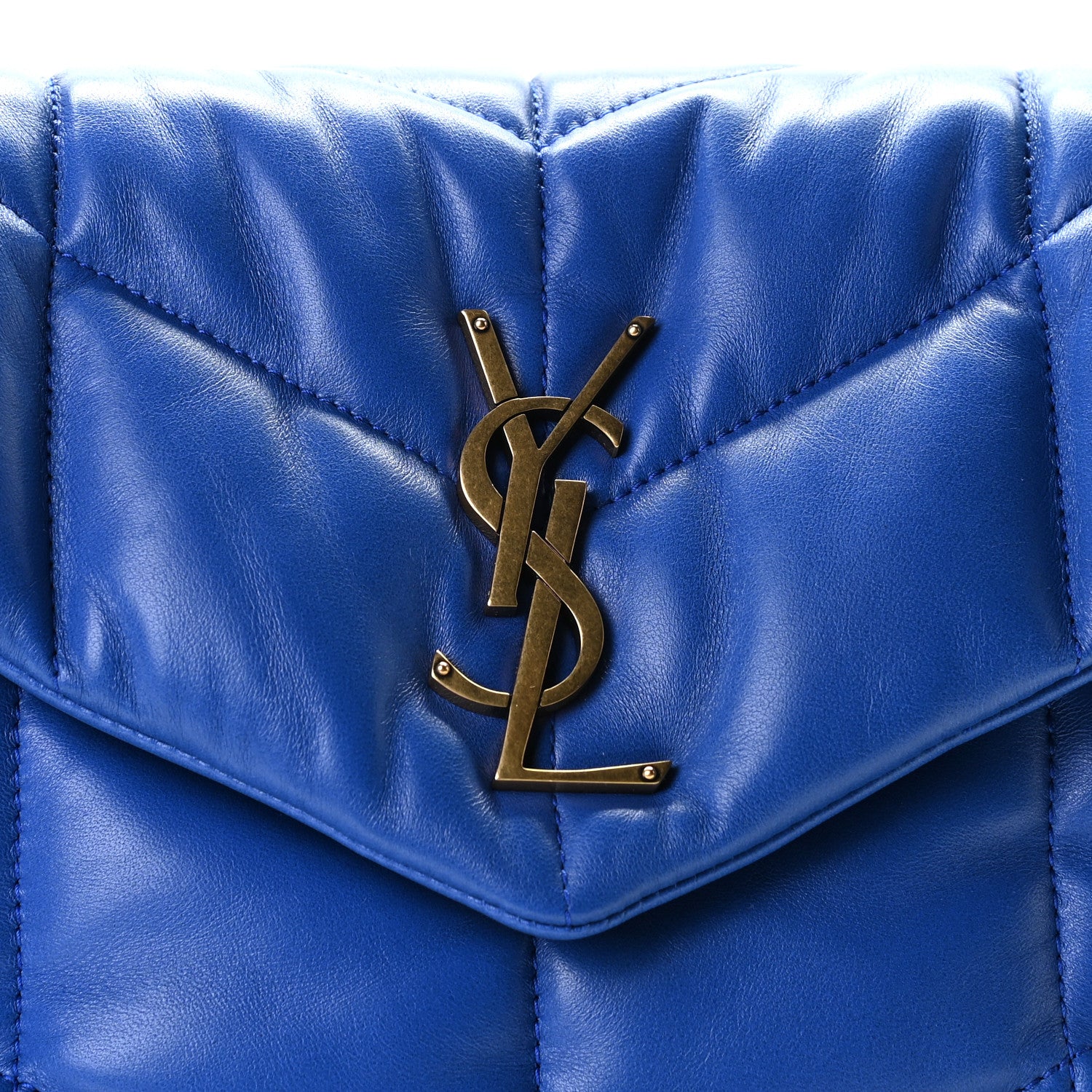 Saint Laurent Lambskin Quilted Small Loulou Puffer Monogram Chain Satchel Majorele Blue 11 of 11
