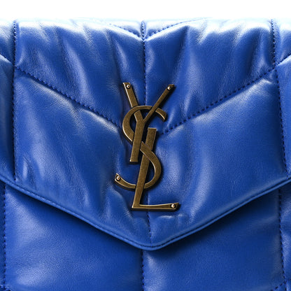 Saint Laurent Lambskin Quilted Small Loulou Puffer Monogram Chain Satchel Majorele Blue 11 of 11