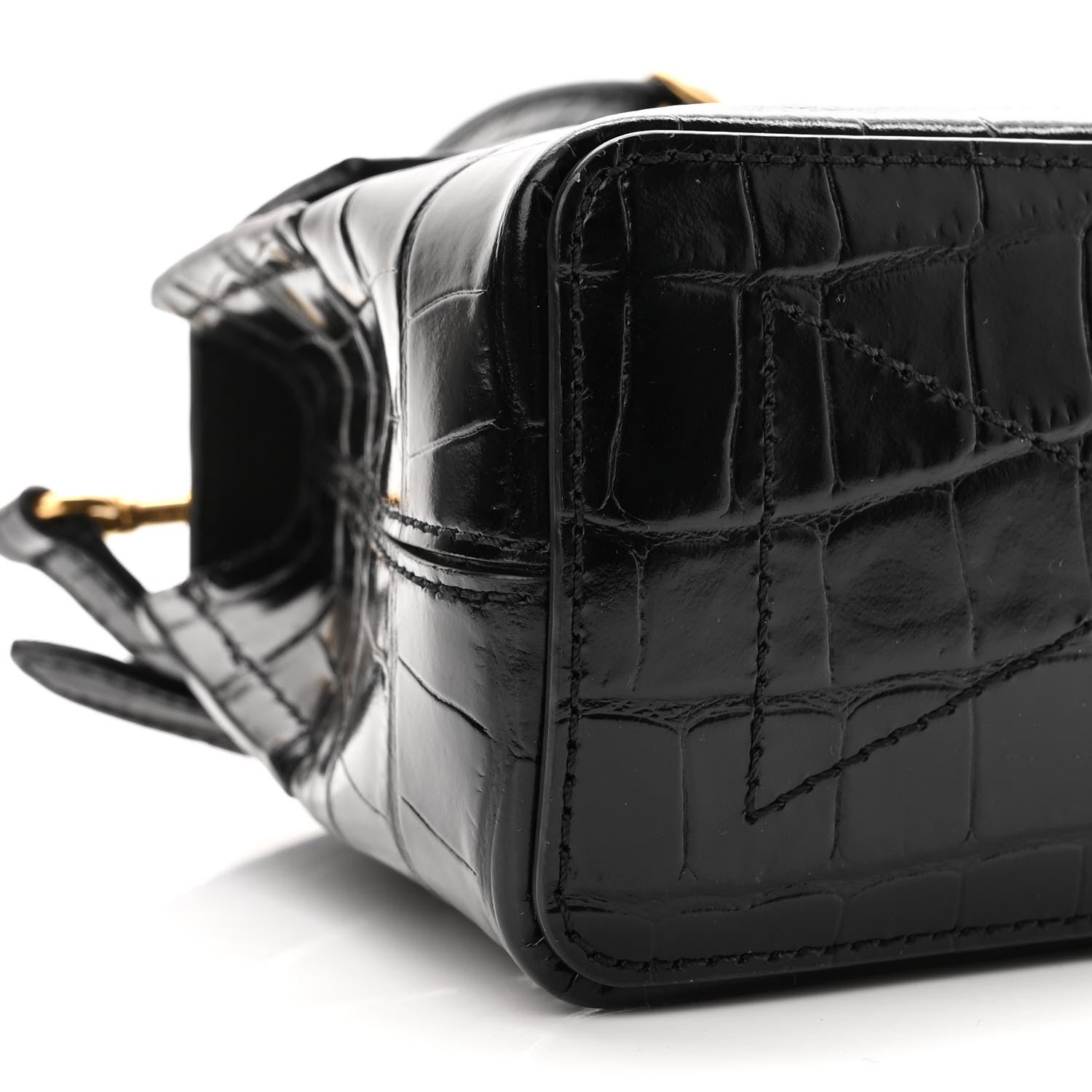 Mulberry Calfskin Crocodile Embossed Micro Seaton Black 7 of 9