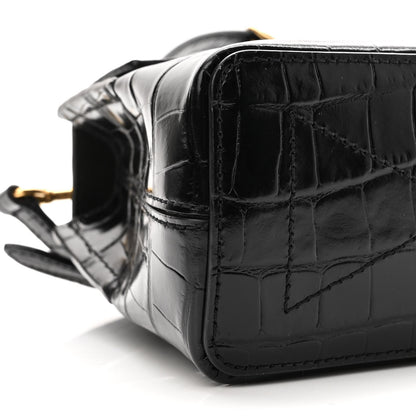 Mulberry Calfskin Crocodile Embossed Micro Seaton Black 7 of 9
