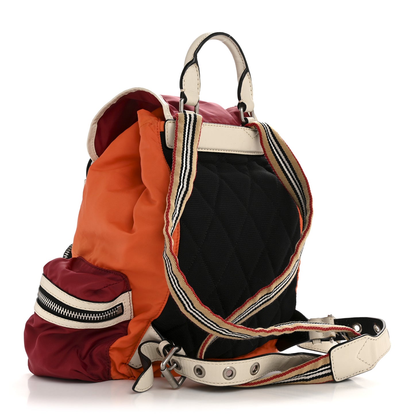 Nylon Medium Colorblock Rucksack Backpack Orange Red Parade