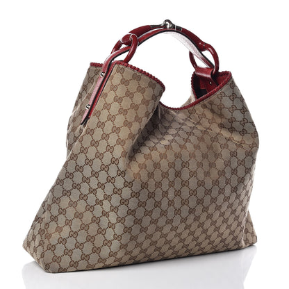 Gucci Monogram Large Horsebit Chain Hobo Red 3 of 10