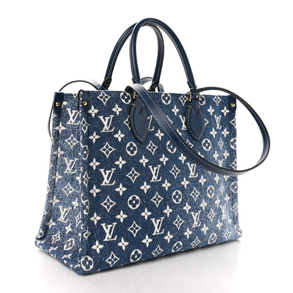 Louis Vuitton Monogram Jacquard Denim Onthego MM Bleu 3 of 9