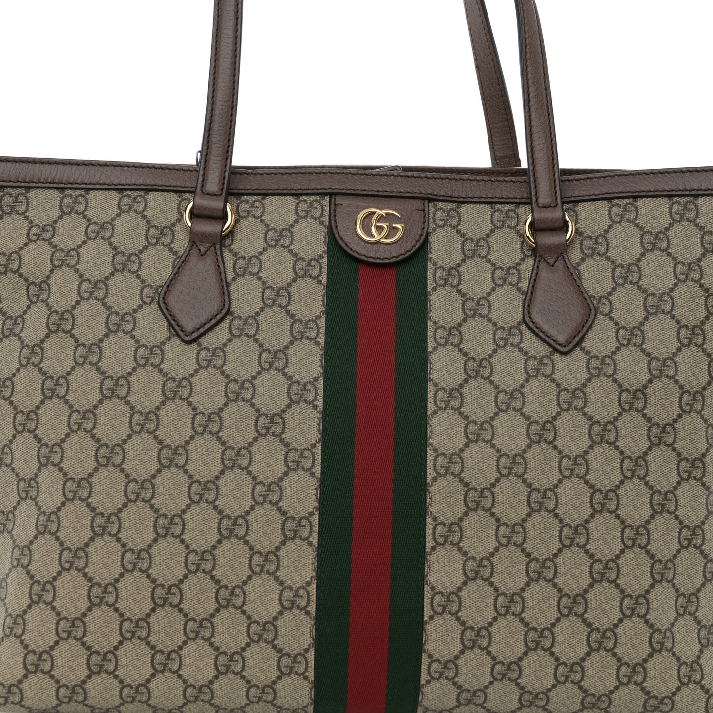 GG Supreme Monogram Medium Ophidia Shopping Tote Brown