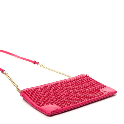 Christian Louboutin Calfskin Spikes Loubiposh Chain Clutch Fuchsia 4 of 9