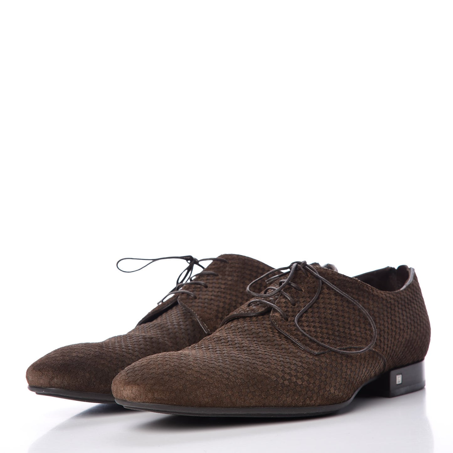 Suede Damier Mens Telegraph Derby Lace Up Shoes 8 Brown
