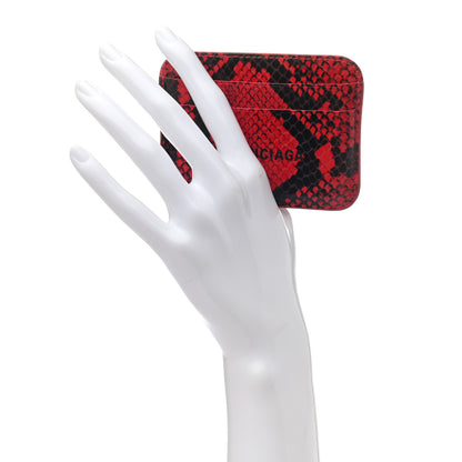 Balenciaga Calfskin Logo Python Printed Cash Rounded Card Holder Bright Red Black 2 of 7