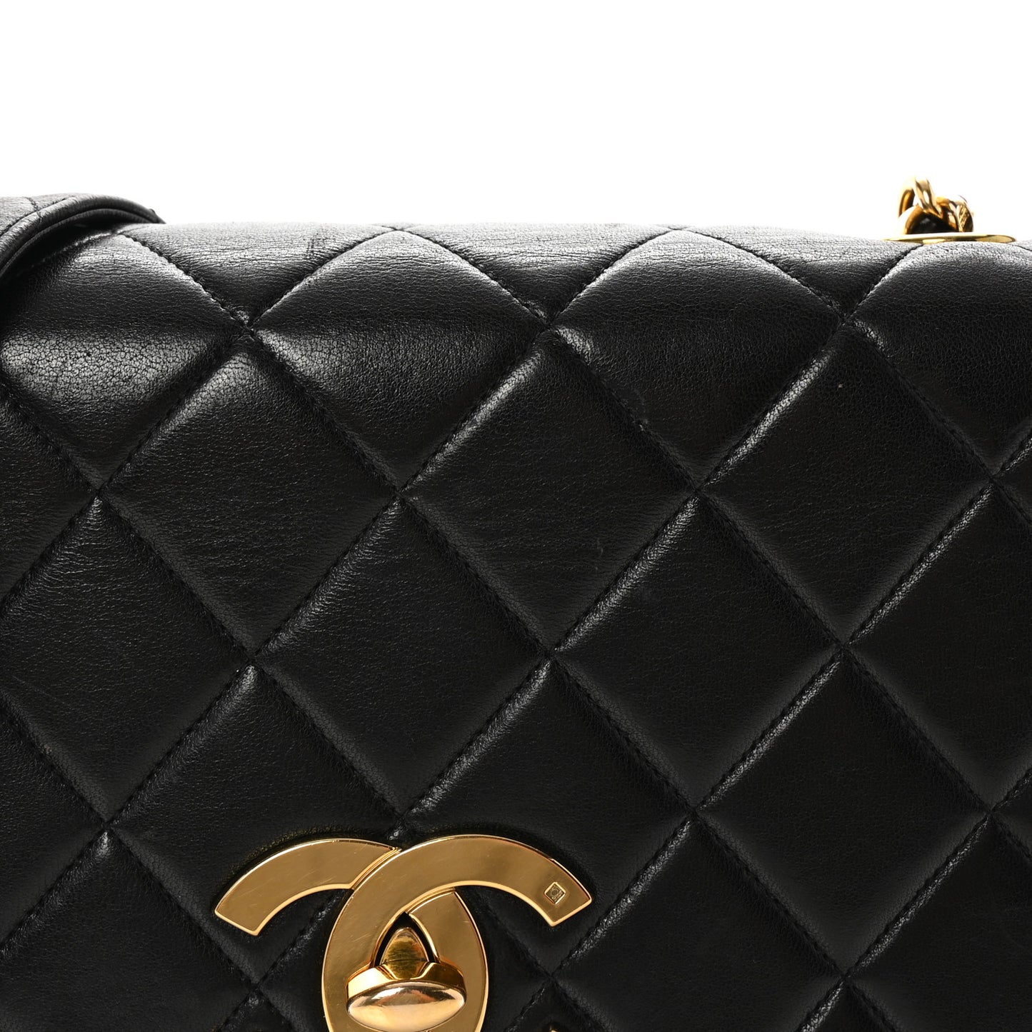 Lambskin Quilted Medium Square Flap Bag Black