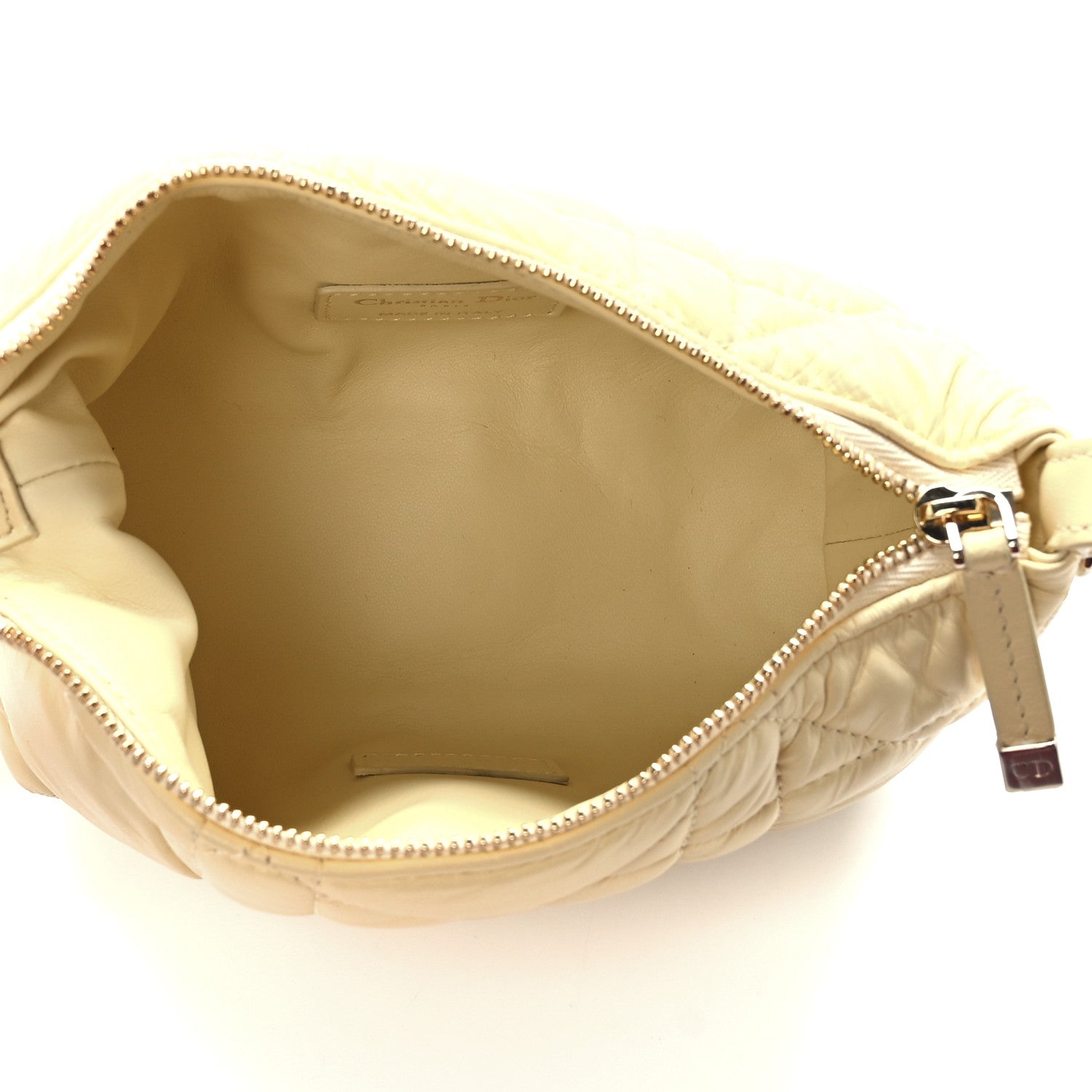 Christian Dior Calfskin Macrocannage Small Diortravel Nomad Pouch Pale Yellow 5 of 11
