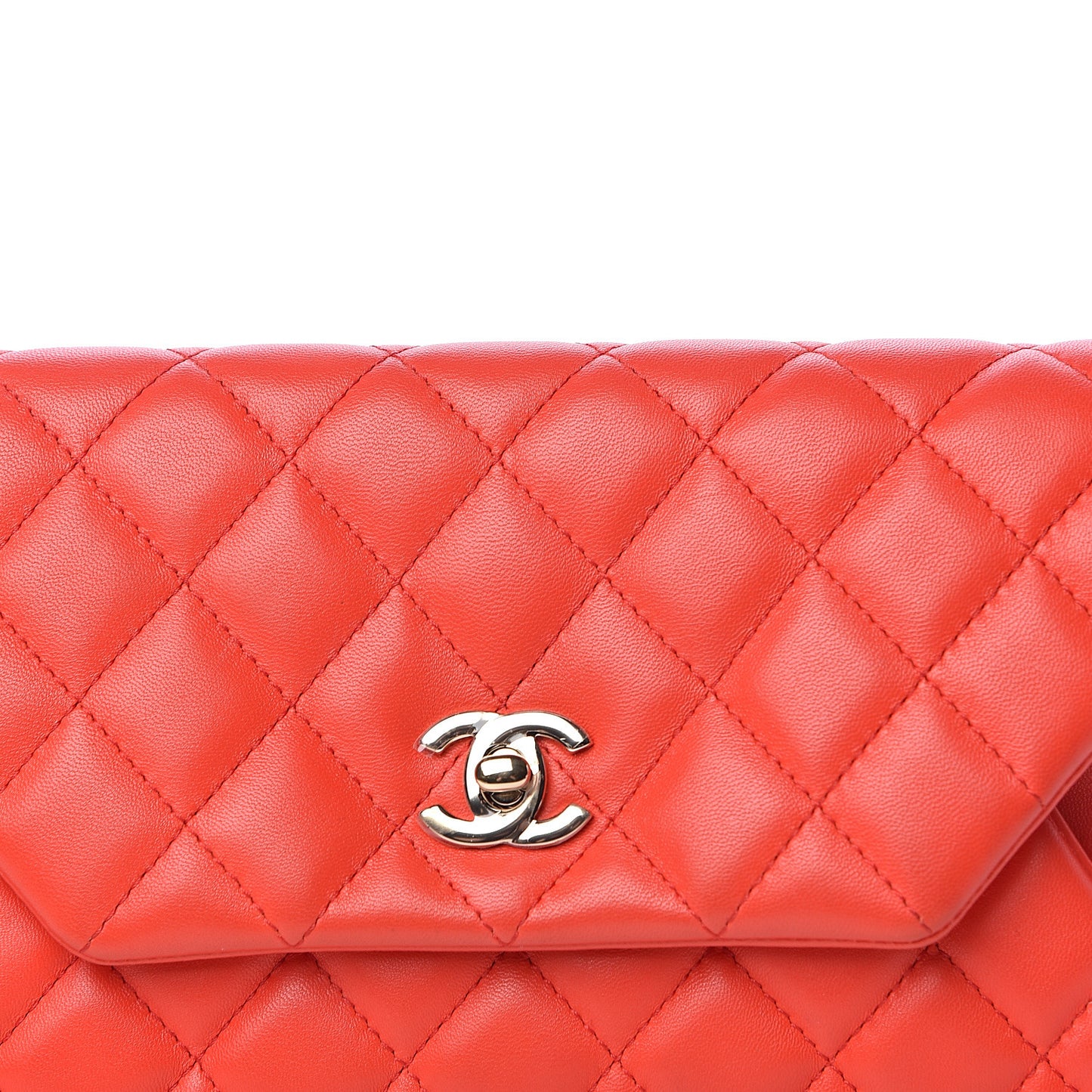 Lambskin Quilted Flap Clutch Red