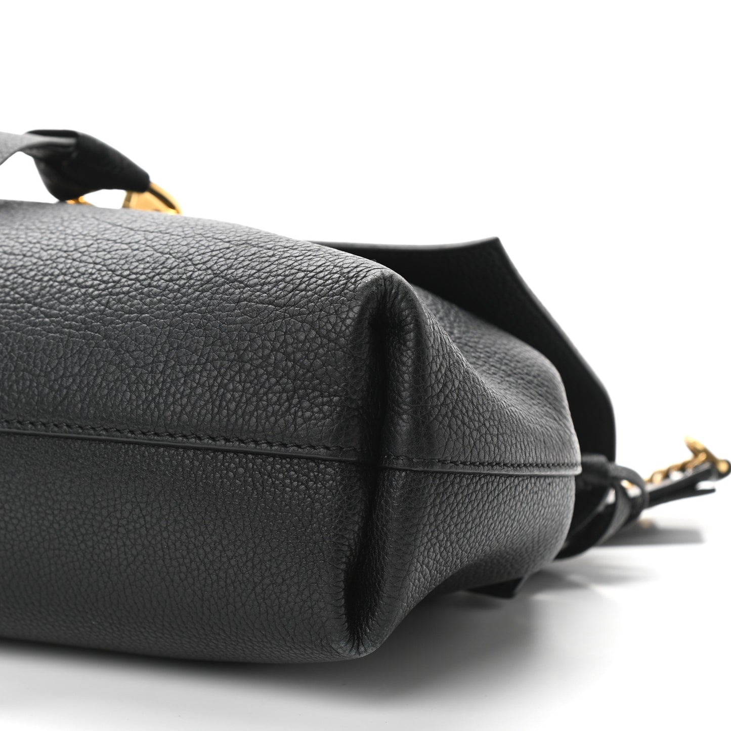 Pebbled Calfskin Small VRing Chain Shoulder Bag Black