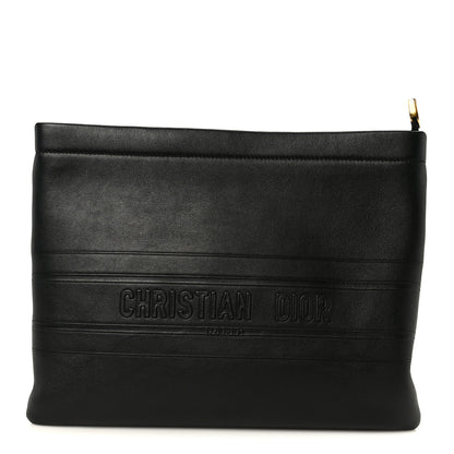 Christian Dior Calfskin Medium Diordouble Zip Pouch Black 1 of 9