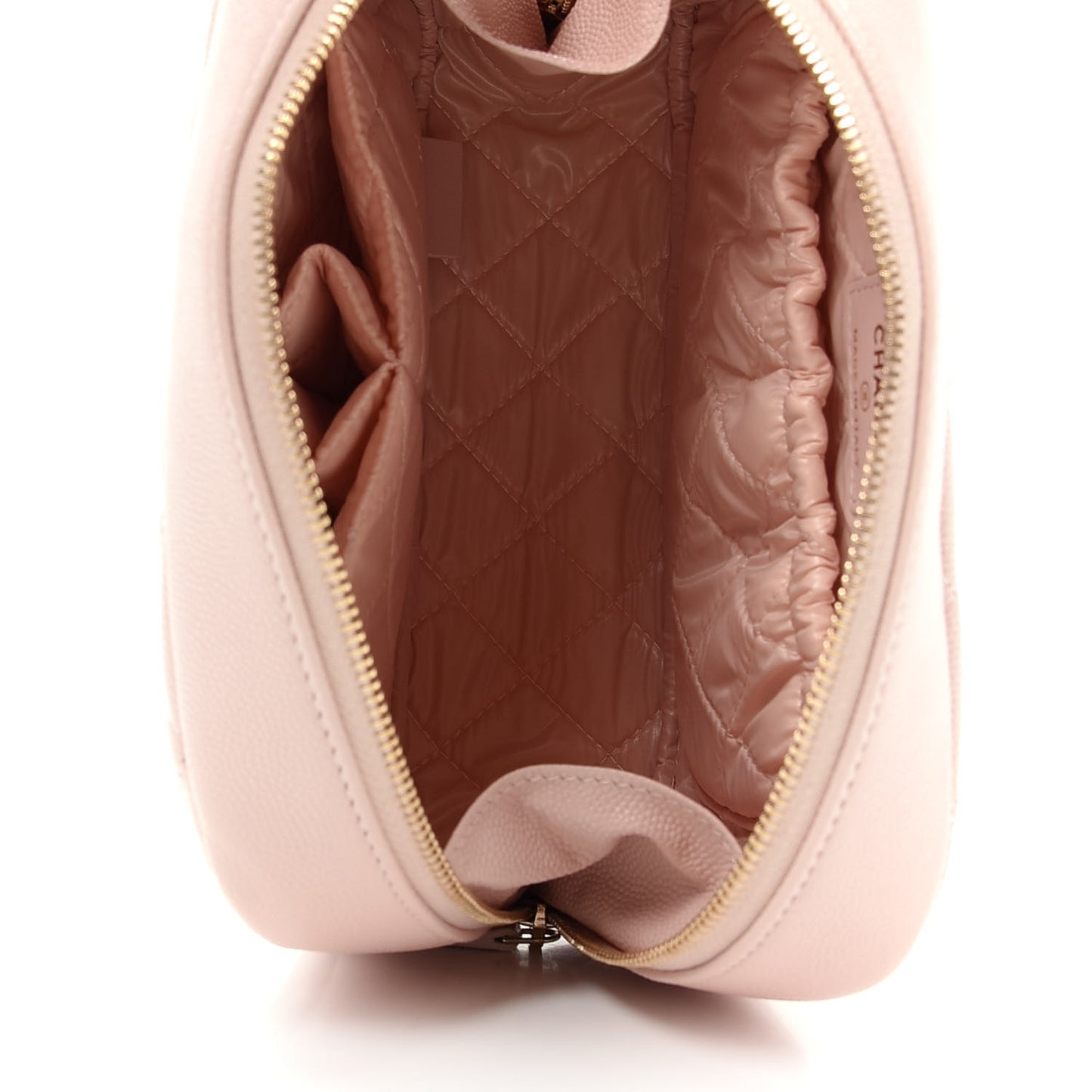 Caviar Quilted Medium Curvy Pouch Cosmetic Case Light Pink