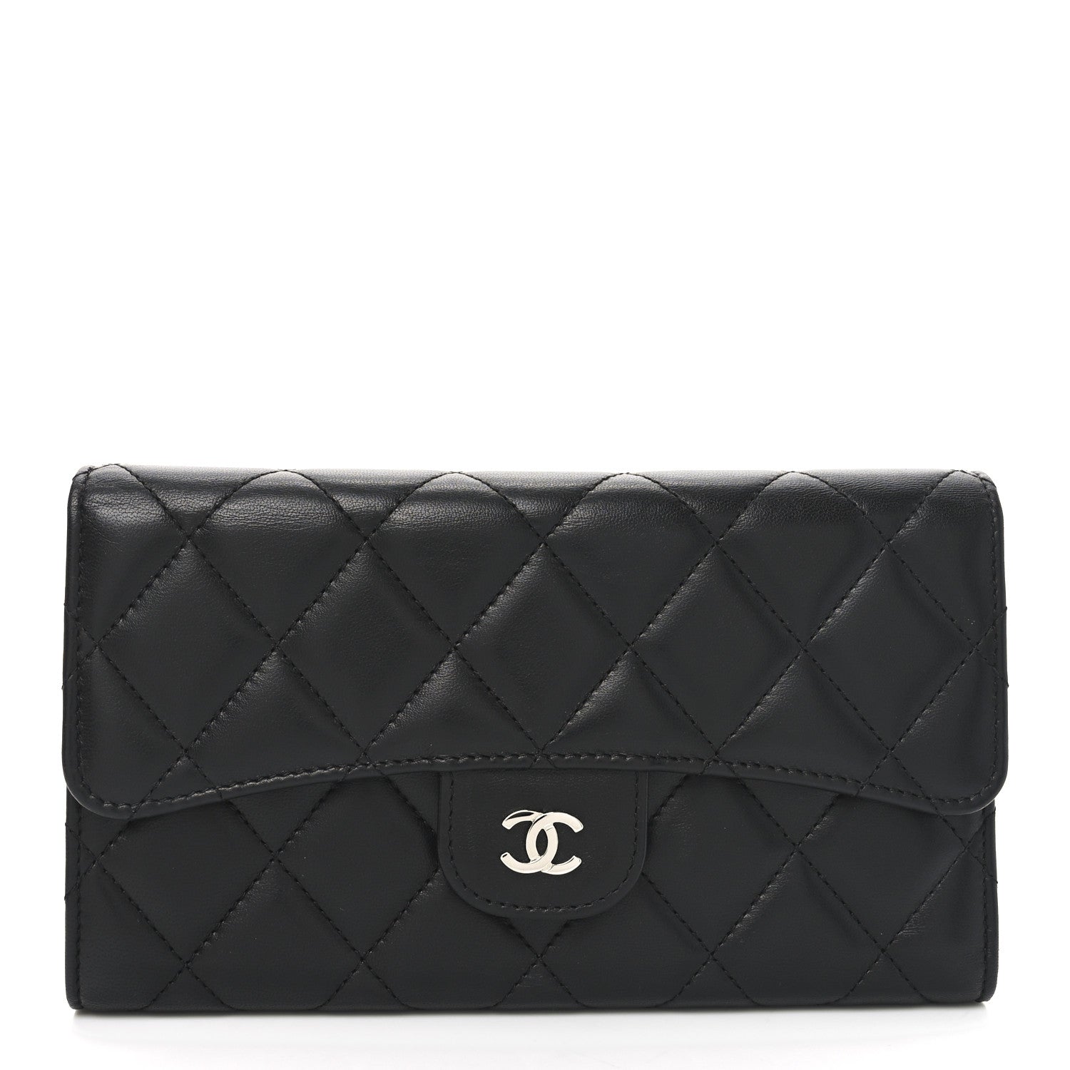 Chanel Lambskin Quilted Large Flap Wallet Black 1 of 10