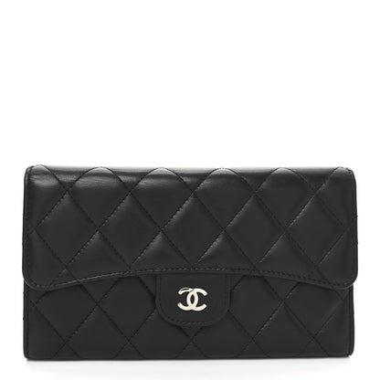 Chanel Lambskin Quilted Large Flap Wallet Black 1 of 10
