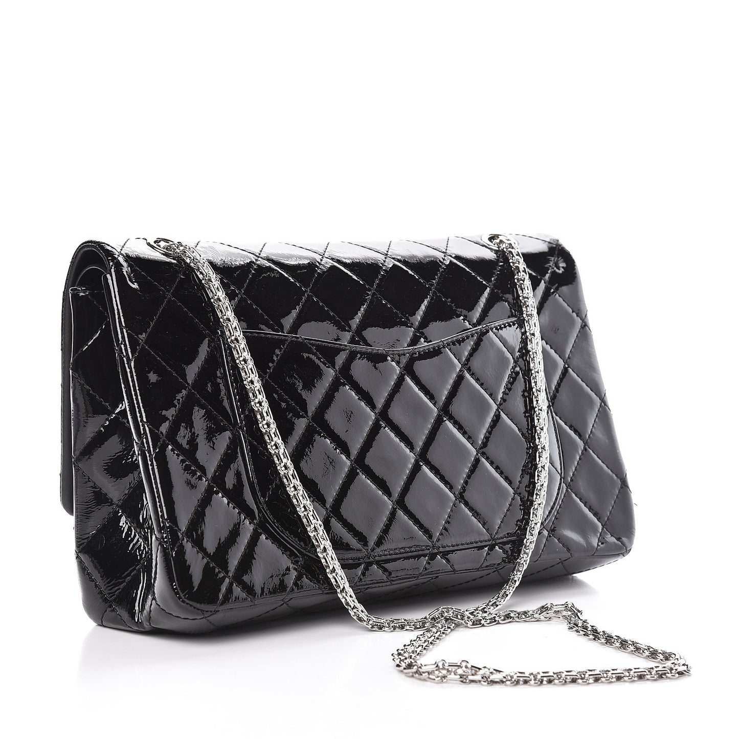 Distressed Patent Quilted 2.55 Reissue 227 Flap Black