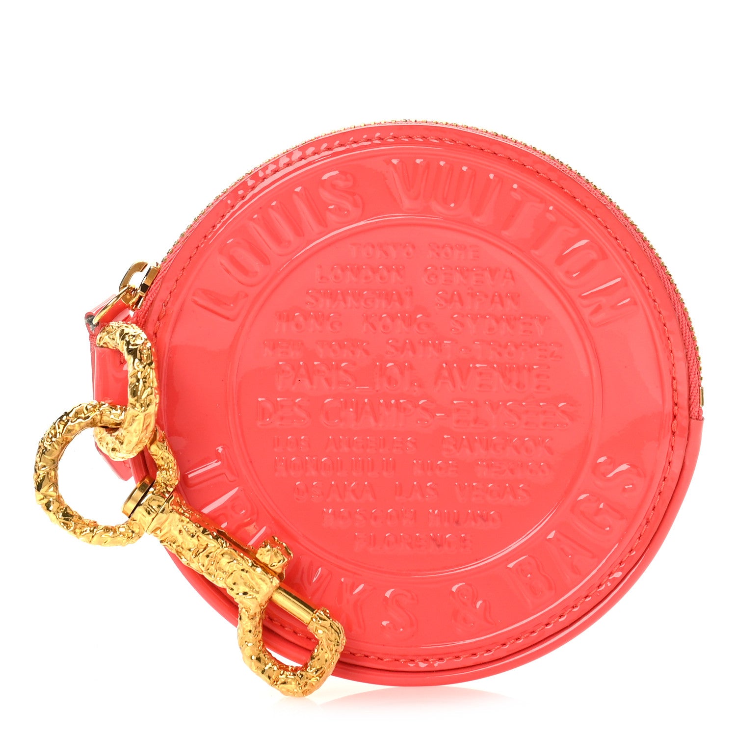 Louis Vuitton Vernis Trunks and Bags Porte-Monnaie Round Coin Purse Coral 1 of 9